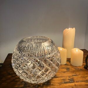 Rare Imperial Crystal Sphere Vase in Discontinued Windsor Pattern 8” diameter
